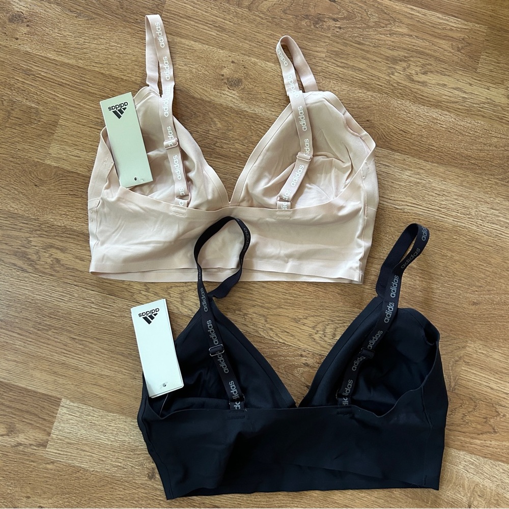 Adidas SET of 2 Active Micro Flex Seamless Long Line Bralettes Peach Black XL - Picture 3 of 8